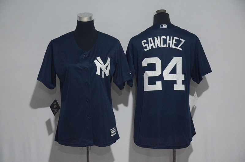Womens 2017 MLB New York Yankees #24 Sanchez Blue Jerseys